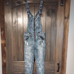 Skinny Stretch Distressed Overalls- HWY Jeans- Size 9